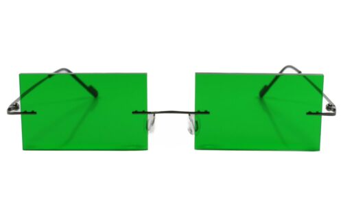 Cartoon Anime Manga Costume Party Cosplay Green Rimless Square Lens Sunglasses - Fresh Stock Dated February 2026