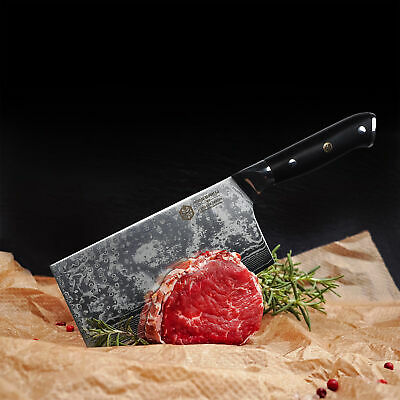 Kessaku Cleaver Butcher Knife Dynasty 67-Layer Japanese Damascus Steel, 7-Inch - Fresh Stock Dated December 2025