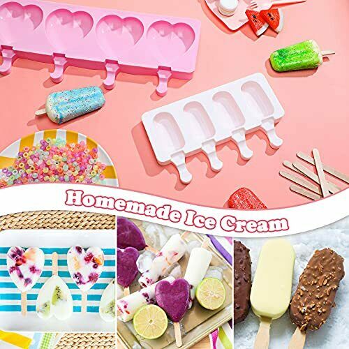 2 Pieces Silicone Cakesicle Mould Popsicle Moulds Set with 50 Pieces Wooden S... - Fresh Stock Dated February 2026
