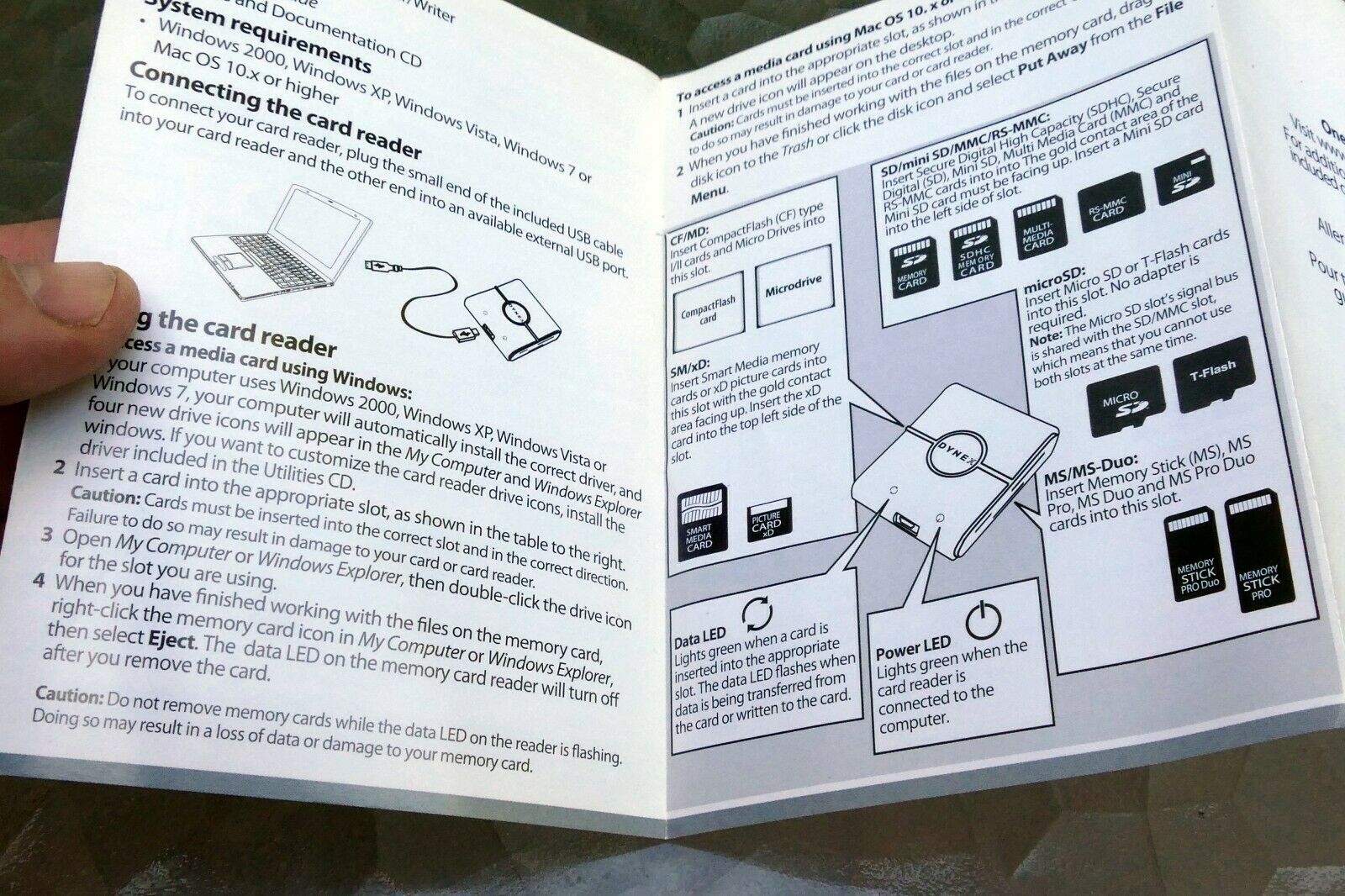 Dynex All-in-1 Memory Card Reader  Guide DX-CR121 - Fresh Stock Dated February 2026