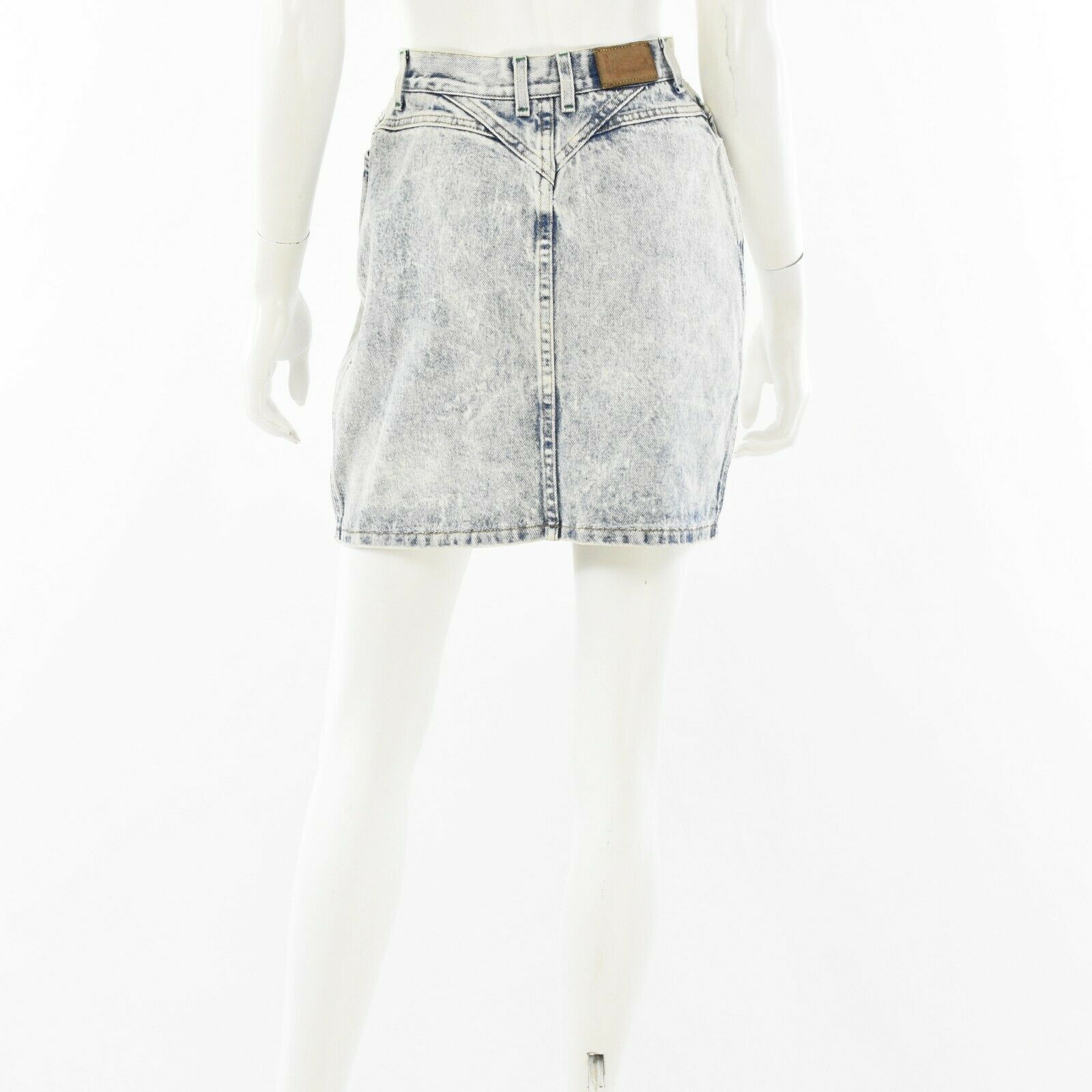 80s Vintage Lee Light Acid Wash Mini Skirt 2 Way Full Zip Front Fits Size 2 or 4 - Fresh Stock Dated February 2026