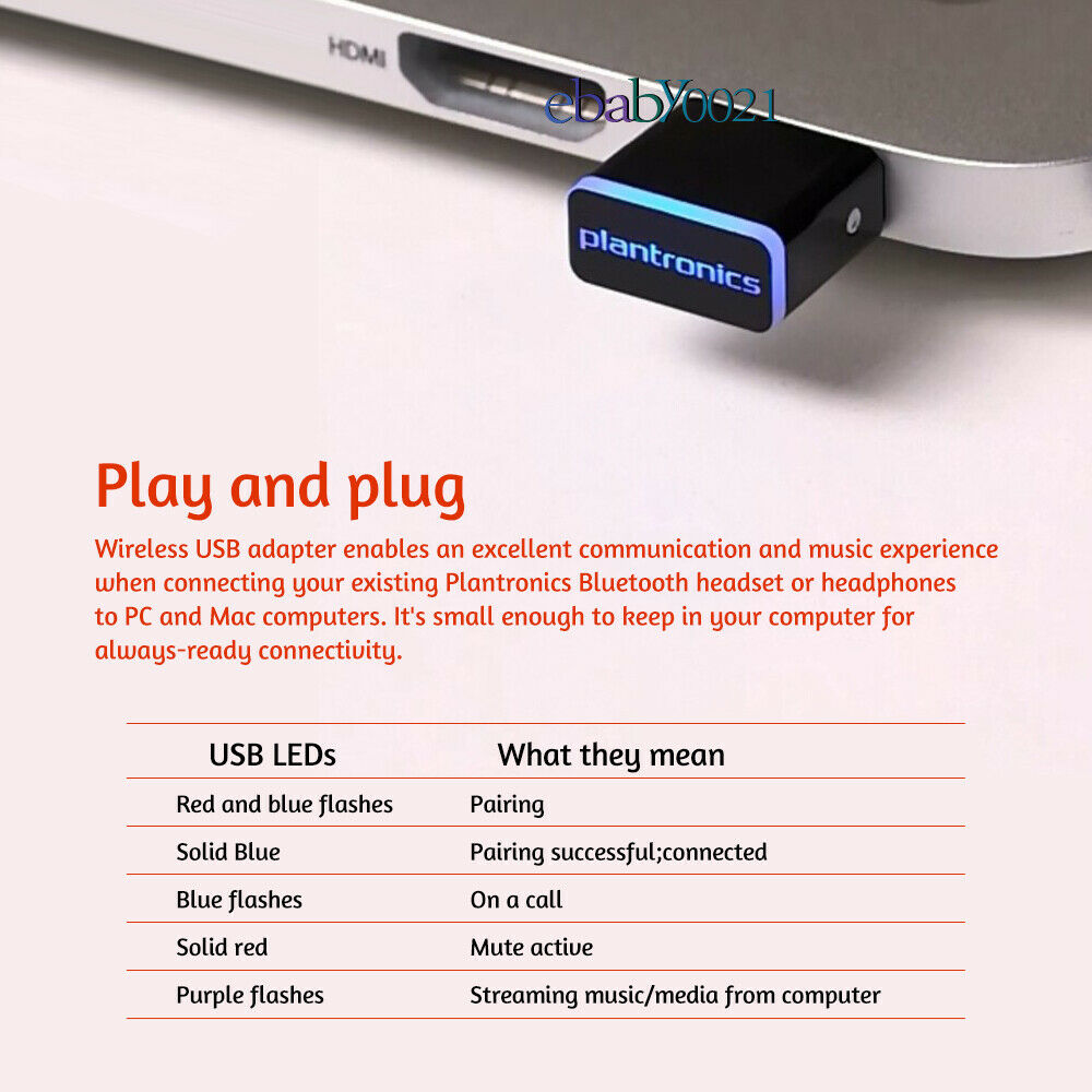 Plantronics BT600 Bluetooth USB Adapter Dongle VOYAGER 8200 6200 5200 4200 3200 - Fresh Stock Dated February 2026