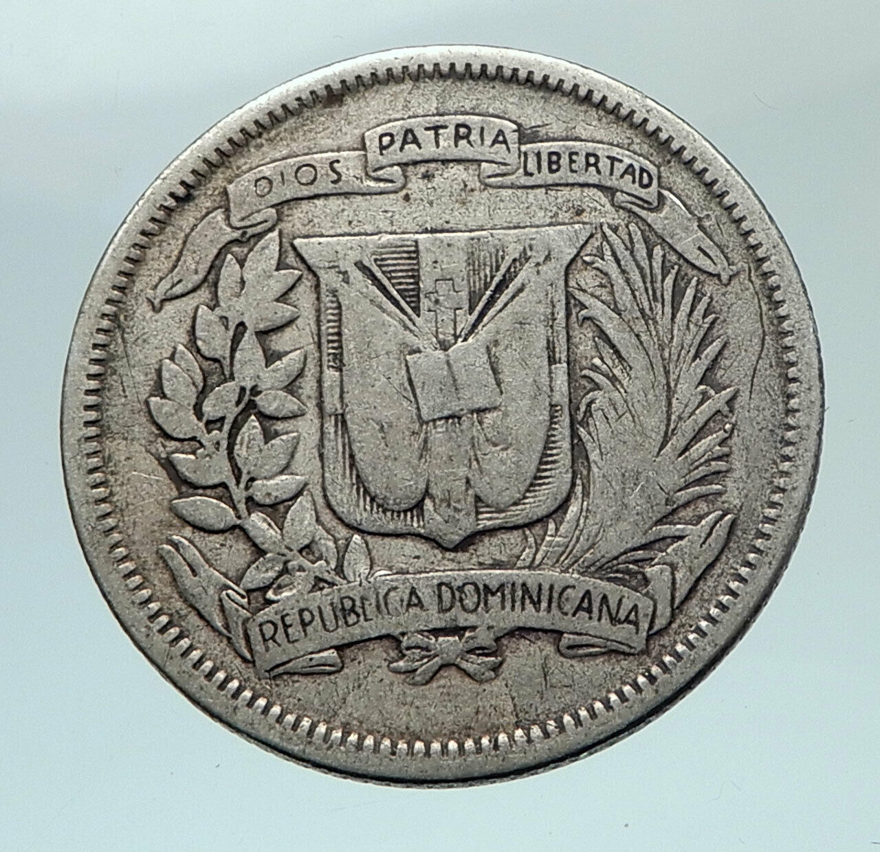 1947 DOMINICAN REPUBLIC Silver Liberty LIBERTO Arms Antique Silver Coin i80803 - Fresh Stock Dated February 2026