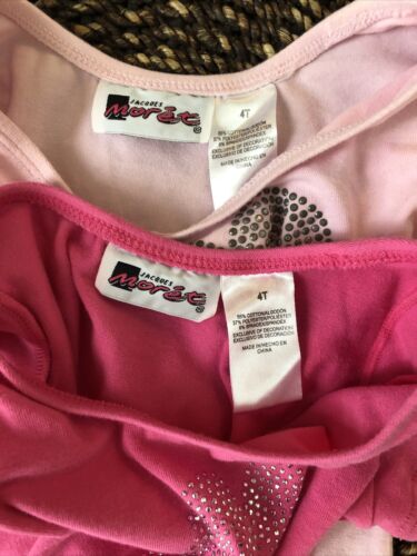 Set of 2 JACQUES MORET Girls 4T Sparkle Hearts Ballerina Slipper Ballet Leotards - Fresh Stock Dated December 2025