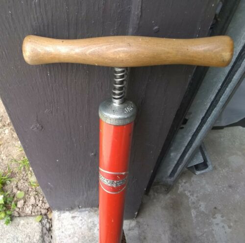 Vintage Retro Bicycle Pump Orange Wooden Handle 1970's - Fresh Stock Dated December 2025