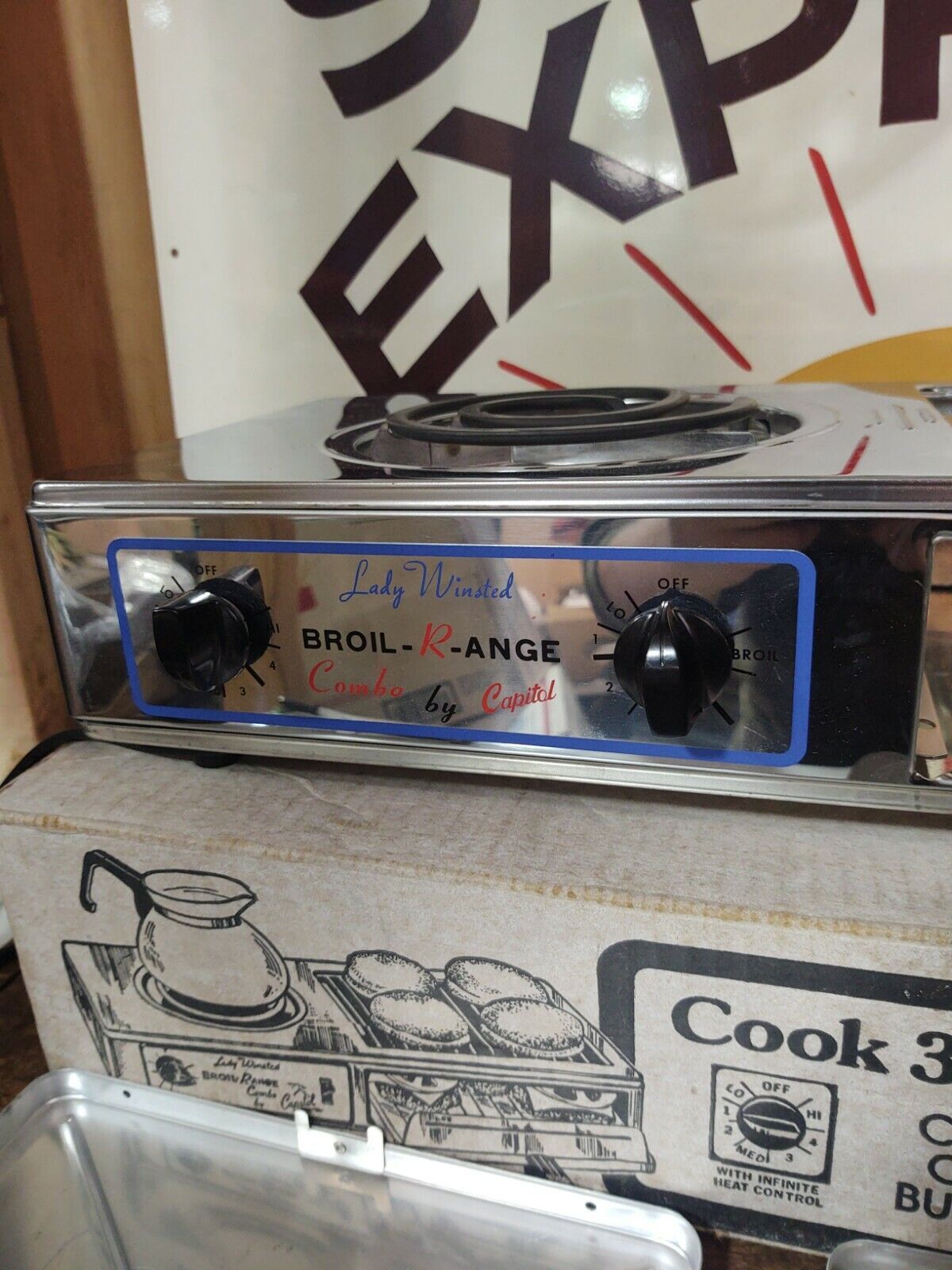 Vintage Lady Winsted Broil-R-Ange Combo Capitol Stove with Original Box Papers - Fresh Stock Dated February 2026