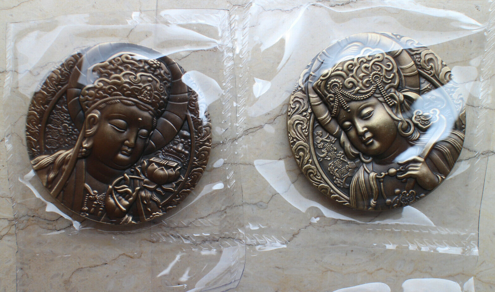 4 Pcs x China 45mm Brass Medals Set - Chinese Buddhist Mountains - Fresh Stock Dated February 2026