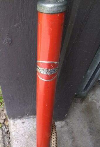 Vintage Retro Bicycle Pump Orange Wooden Handle 1970's - Fresh Stock Dated December 2025