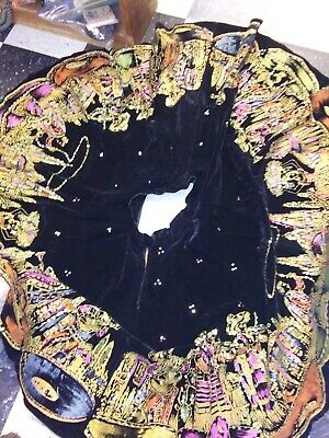 Vintage 1940's 50's Black Velvet Gold Pink Hand Painted Sequins Swing Skirt S/M - Fresh Stock Dated December 2025