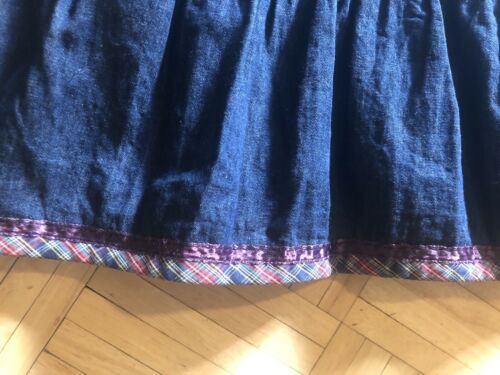 Gunne Sax Vintage Denim Prairie Skirt Pink Gingham Trim XS - Fresh Stock Dated February 2026