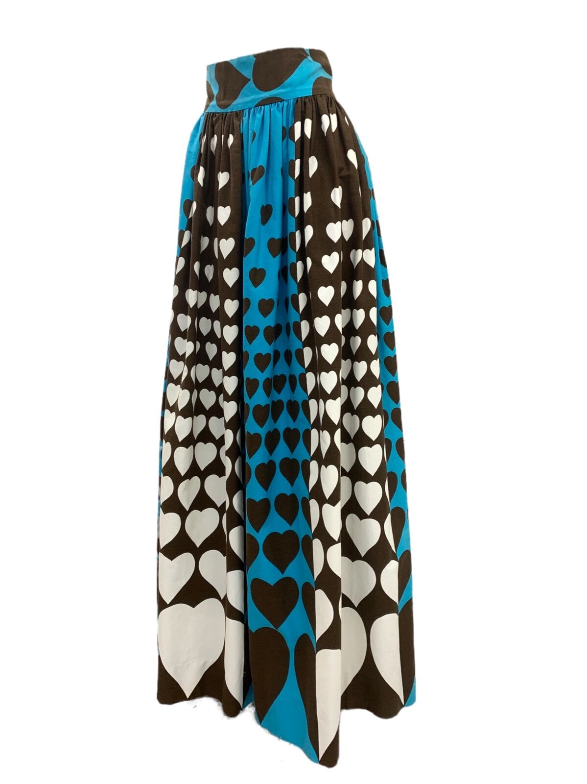 Vtg Vintage 1960s 60s Bold Heart Print Color Block Bohemian Maxi Skirt - Fresh Stock Dated March 2026