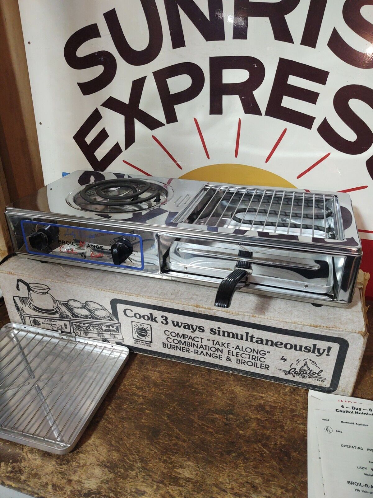 Vintage Lady Winsted Broil-R-Ange Combo Capitol Stove with Original Box Papers - Fresh Stock Dated February 2026