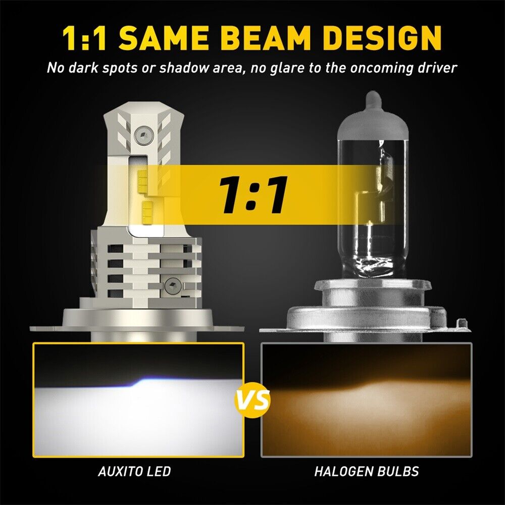 AUXITO H4 9003 LED Bulb Motorcycle 6000K Headlight Hi/Low Beam White 6000LM 26W - Fresh Stock Dated February 2026