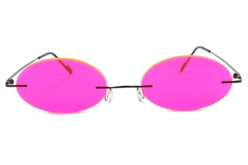 Cartoon Anime Manga Rimless Costume Party Cosplay Pink Oval Lens Sun Glasses - Fresh Stock Dated February 2026
