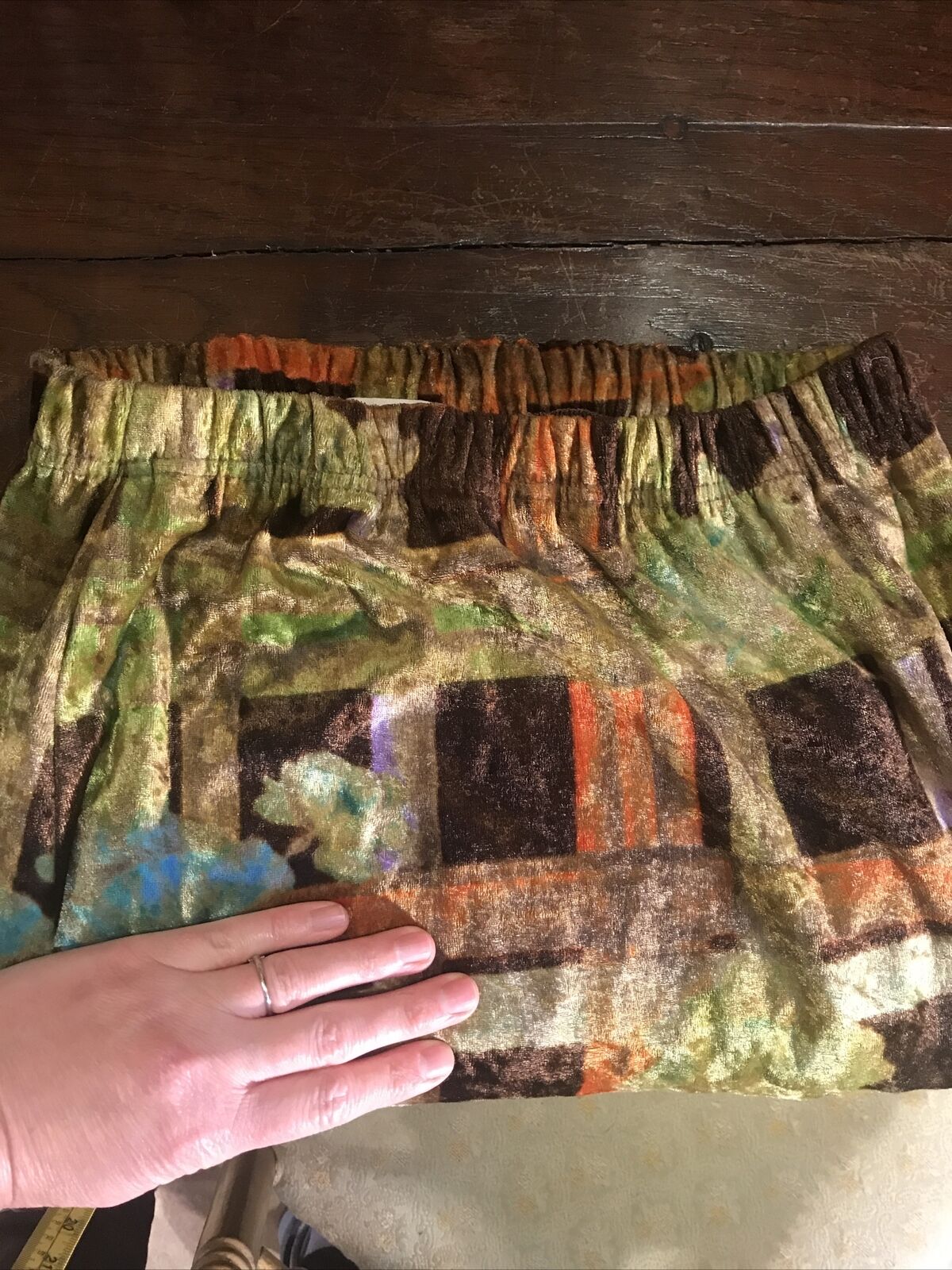 Vintage Womens Maxi Skirt Velour 60s 70s European Hippy Boho Graphic Print XS S - Fresh Stock Dated February 2026