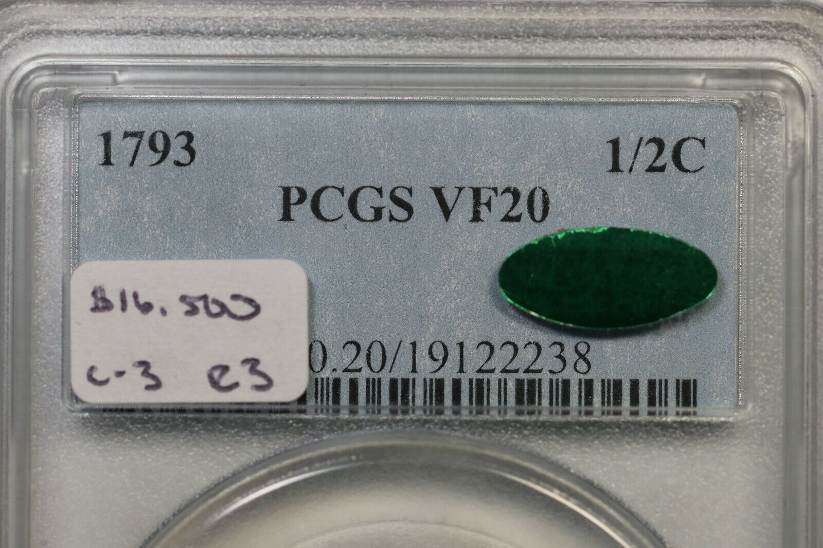 1793 C-3 R-3 PCGS VF 20 CAC Liberty Cap Half Cent Coin 1/2c - Fresh Stock Dated December 2025