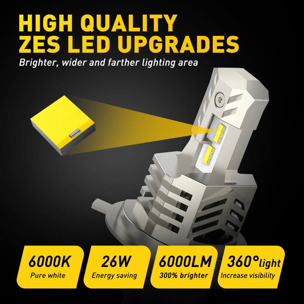 AUXITO H4 9003 LED Bulb Motorcycle 6000K Headlight Hi/Low Beam White 6000LM 26W - Fresh Stock Dated February 2026