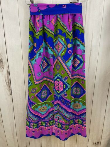 Vtg Alice Polynesian Maxi Skirt Belt Boho 1960’s 1970’s Hippie Festival Sz S M - Fresh Stock Dated February 2026