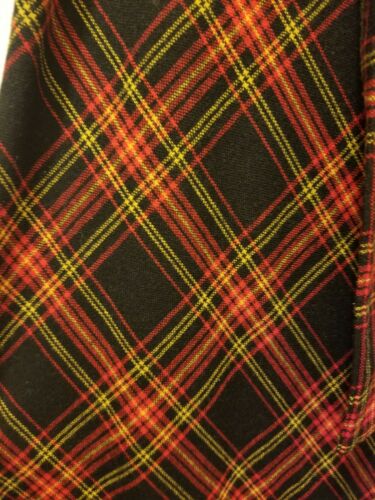 Vintage Saks Fifth Avenue Long Wool Skirt w/Belt Black/Yellow/ Red Plaid Unlined - Fresh Stock Dated February 2026