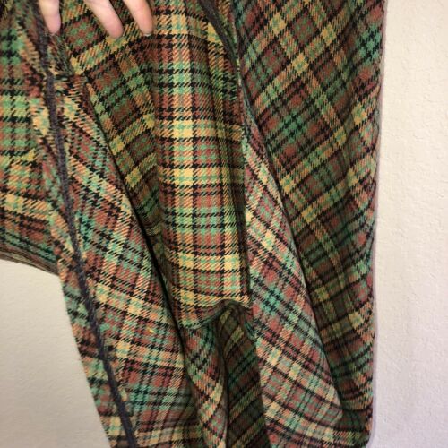 Vintage 70's Plaid Long Maxi Floor A Line Preppy Skirt Green Mustard Brown - Fresh Stock Dated February 2026