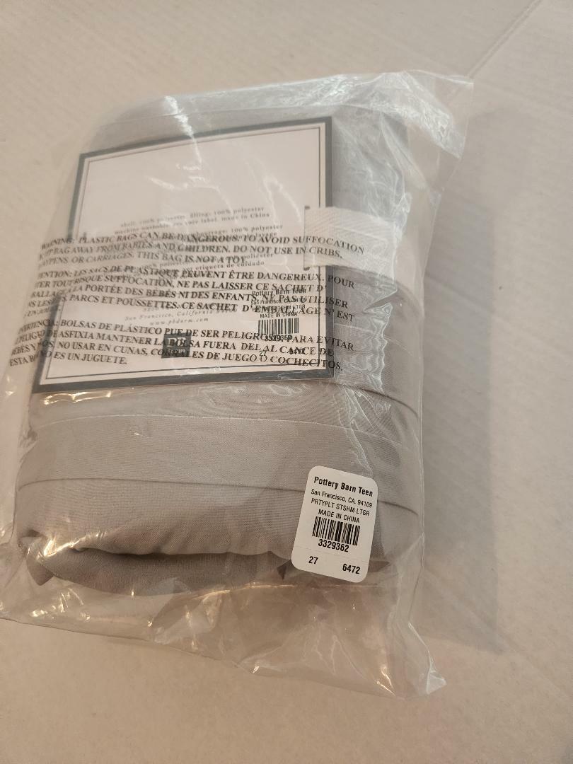 Pottery Barn Teen Pretty Pleats Sham Standard Light Gray NEW - Fresh Stock Dated February 2026