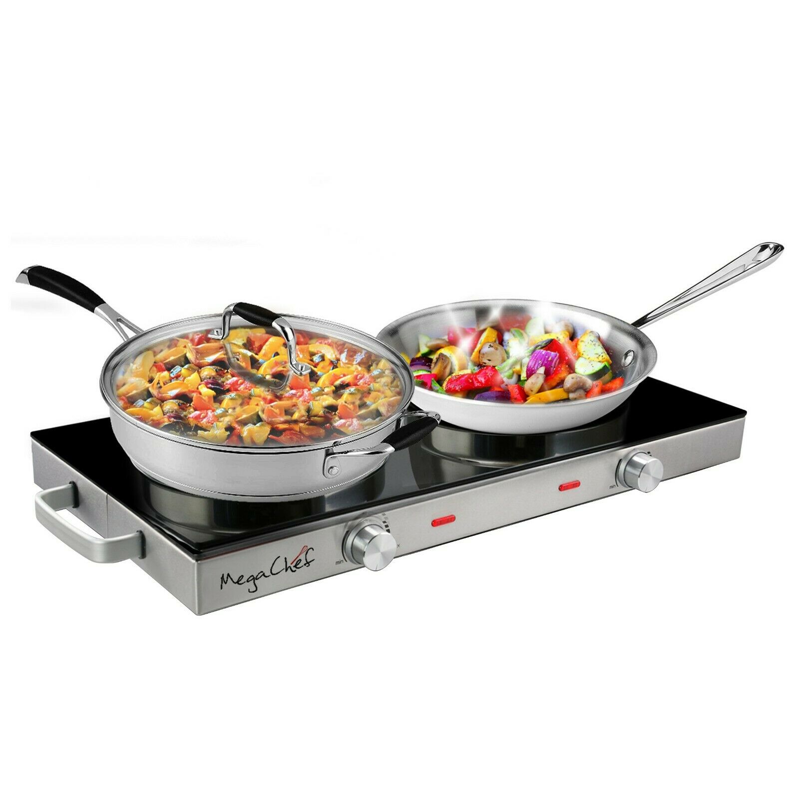 MegaChef MC-6200IC Portable Ceramic Infrared Double Electrical Cooktop w Handles - Fresh Stock Dated February 2026