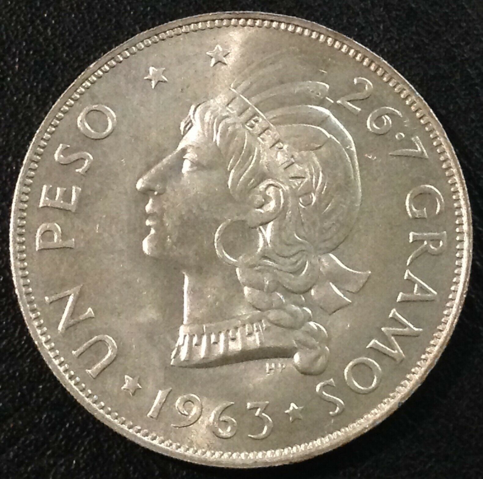 DOMINICAN REPUBLIC 1963 1 Peso Centennial Silver Crown BU - Fresh Stock Dated February 2026