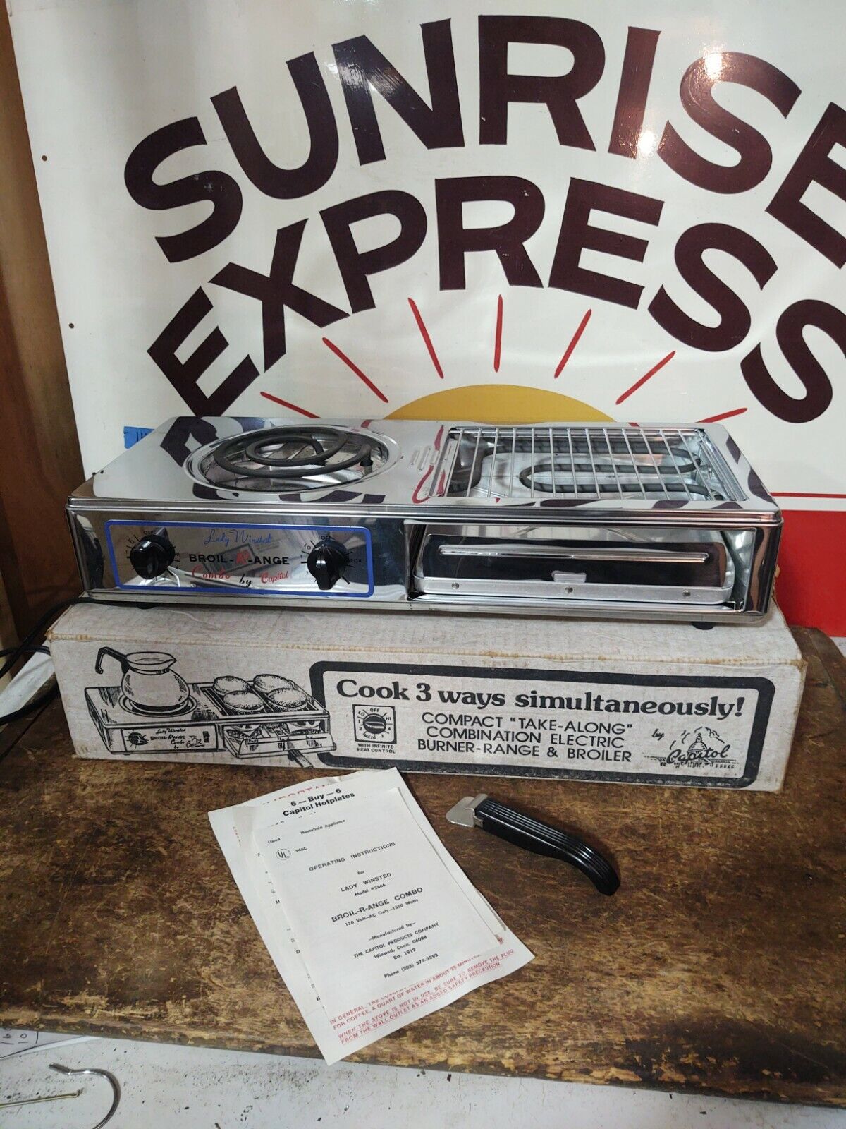 Vintage Lady Winsted Broil-R-Ange Combo Capitol Stove with Original Box Papers - Fresh Stock Dated February 2026