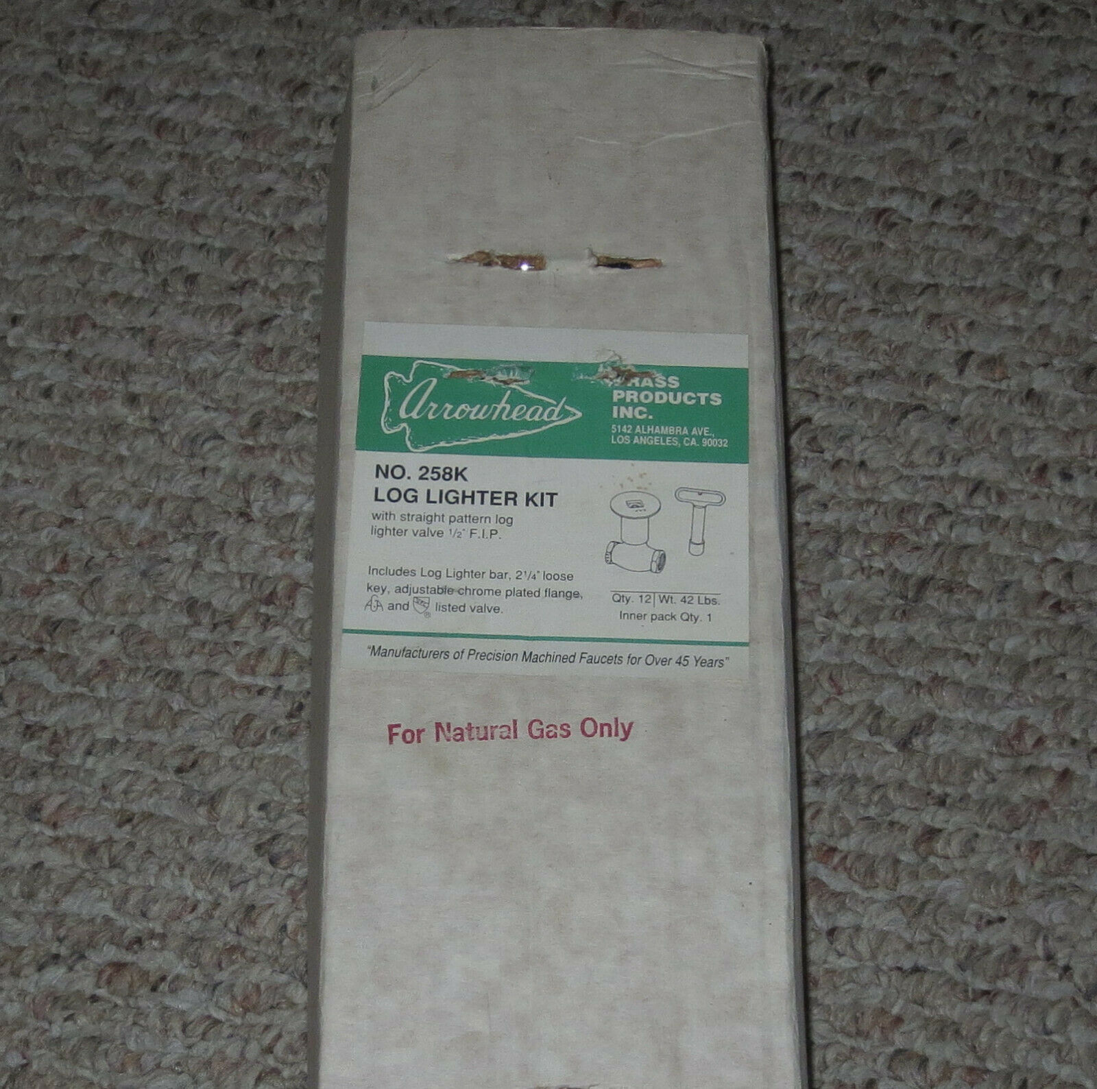 Gas Log Lighter Kit - Arrowhead Brass No.258K - Fresh Stock Dated December 2025