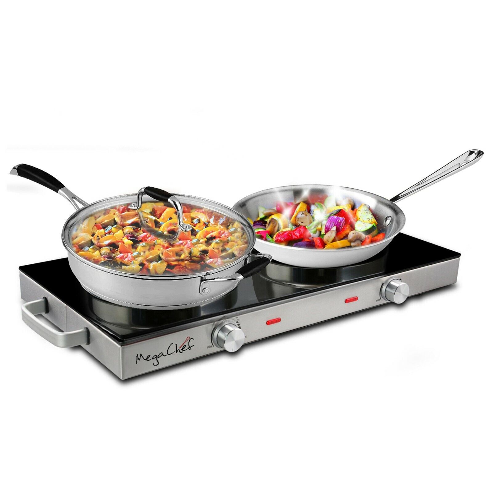 MegaChef MC-6200IC Portable Ceramic Infrared Double Electrical Cooktop w Handles - Fresh Stock Dated February 2026