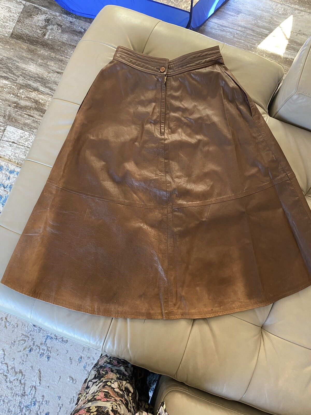 Vintage Rodney Clark high waist brown leather skirt - midi shin length. - Fresh Stock Dated March 2026