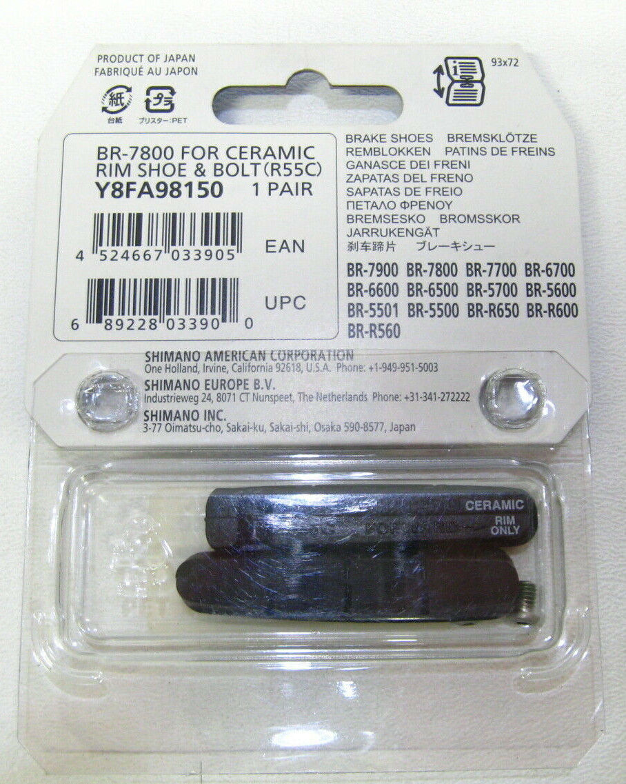 Shimano Factory Ceramic Brake Blocks for Dura Ace 7700, Ultegra 6500 - New - NOS - Fresh Stock Dated February 2026