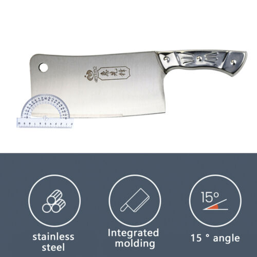 Kitchen 7'' Cleaver Knife Chopper Butcher Stainless Steel for Home Restaurant US - Fresh Stock Dated December 2025
