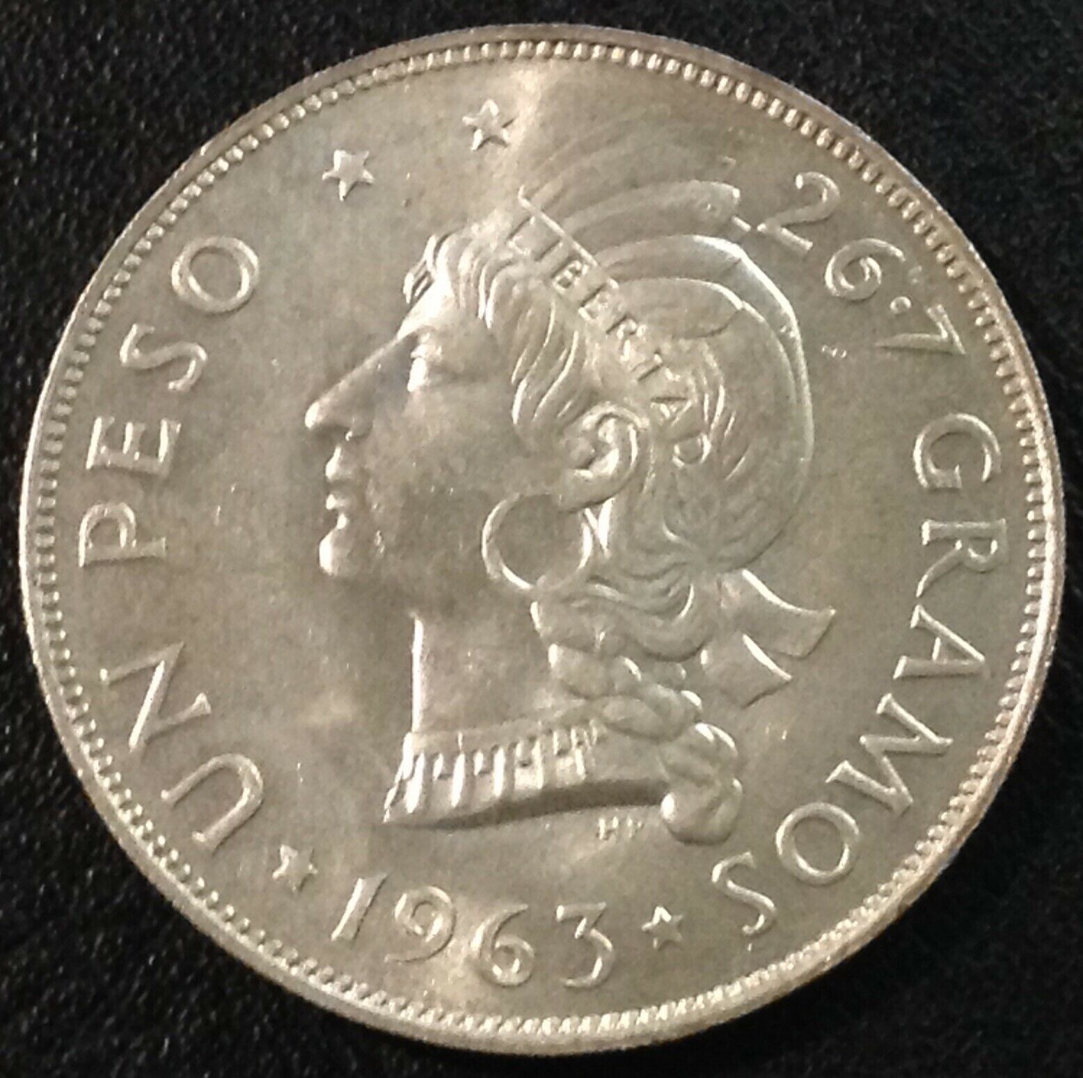 DOMINICAN REPUBLIC 1963 1 Peso Centennial Silver Crown BU - Fresh Stock Dated February 2026