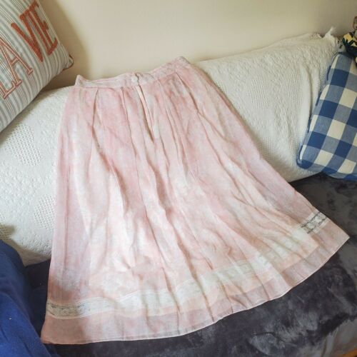 Vintage 70s Gunne Sax Gunnies Pink Prairie Skirt Size 13 / Modern Size 6 - Fresh Stock Dated December 2025