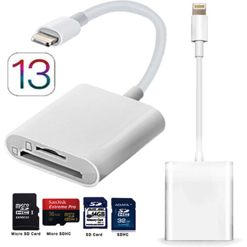 2 in 1 Adapter to USB Camera SD TF Card Reader Adapter for iPhone11 12 X 8 iPad - Fresh Stock Dated February 2026