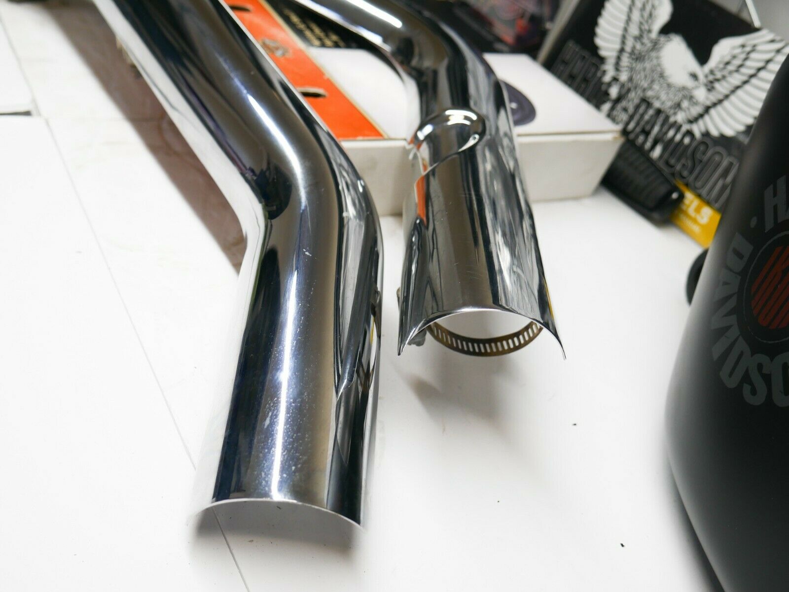 OEM 06-17 Harley Sportster 1200 & 883 Exhaust Header Pipe Heatshield Set Chrome - Fresh Stock Dated February 2026