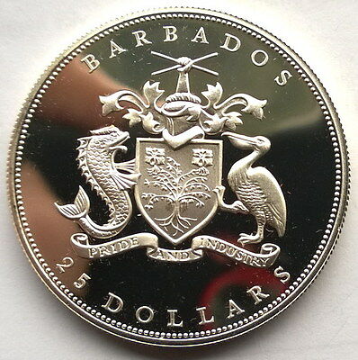 Barbados 1985 Royal Visit 25 Dollars Silver Coin,Proof - Fresh Stock Dated February 2026