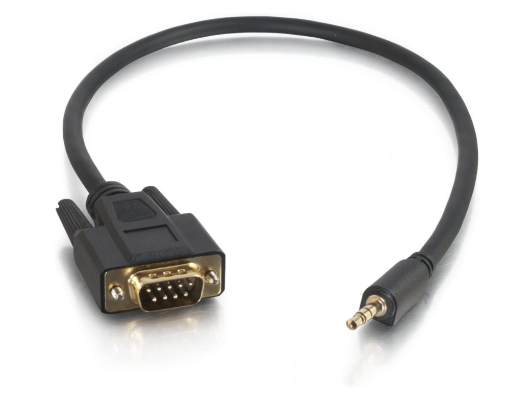 C2G Black Velocity DB9 Male to 3.5mm Male Serial RS232 Adapter Cable 1.5ft 02444 - Fresh Stock Dated February 2026