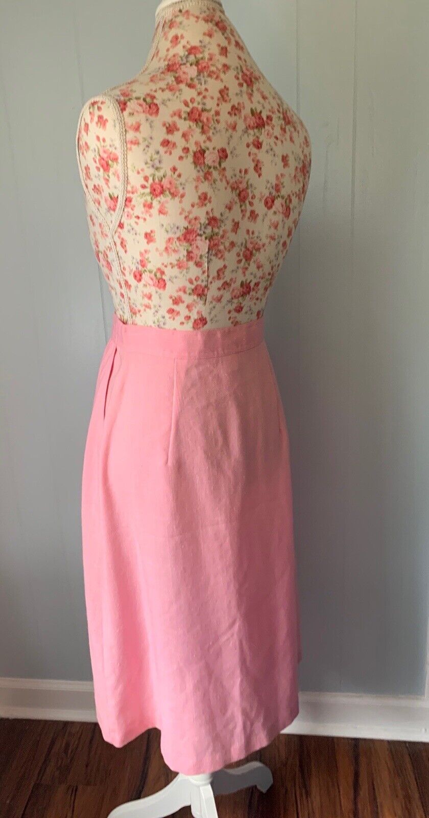 Vintage Women’s Skirt Pastel Pink 1970’s Button Front Romantic Shabby Chic - Fresh Stock Dated March 2026