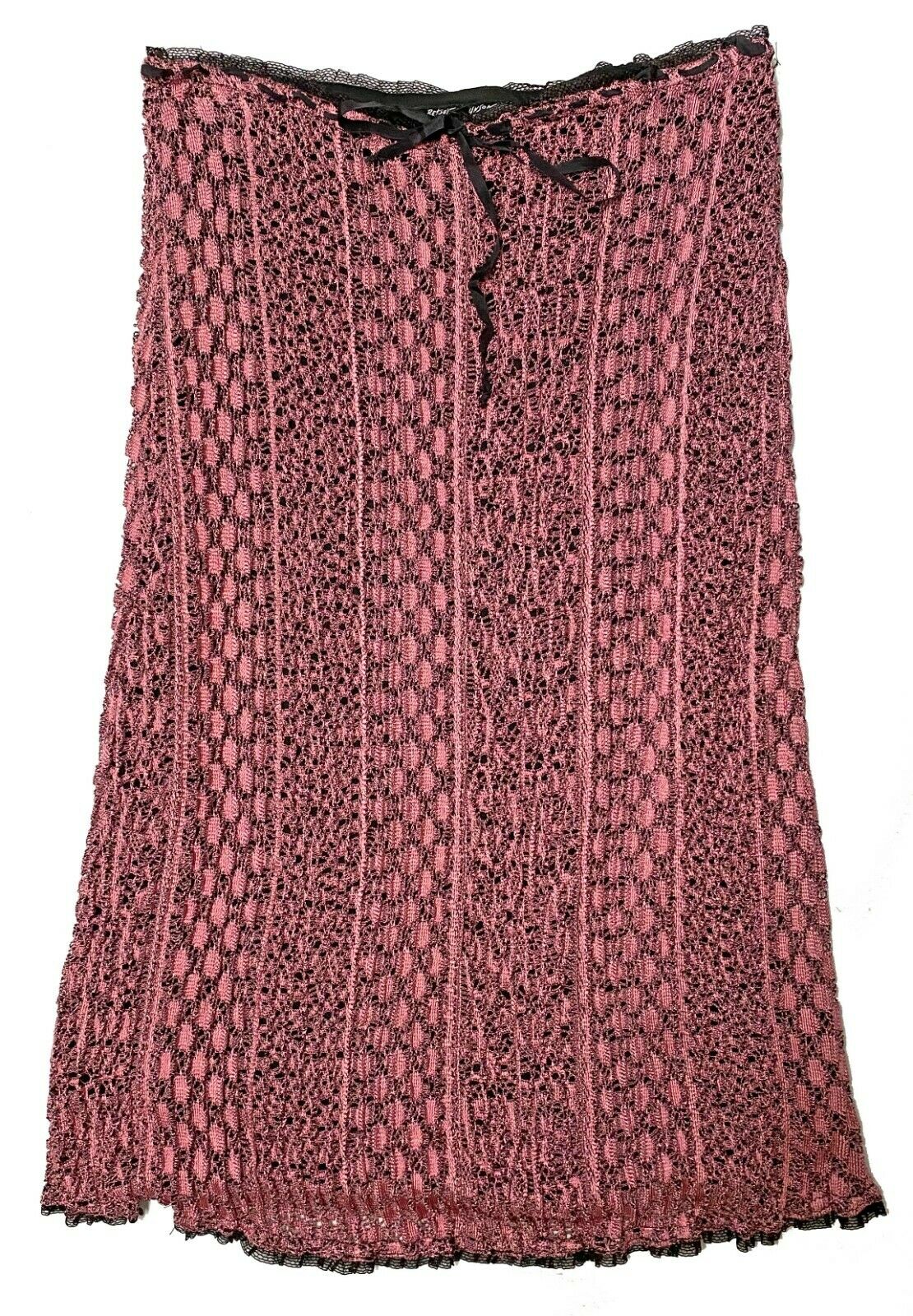 Vintage 1990s Betsey Johnson New York Pink & Black Crocheted Skirt Small - Fresh Stock Dated February 2026