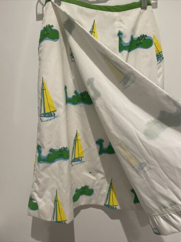 Vintage Vested Gentress Hand Screen Printed Skirt Sailing Island Boat Size 12 - Fresh Stock Dated March 2026