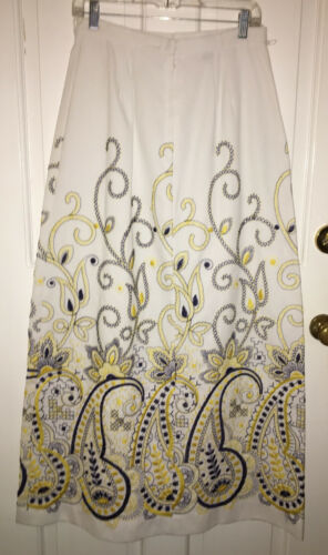 Eddy George vintage embroidered white cotton pique maxi skirt 29