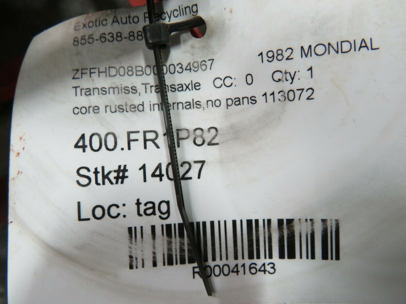 Ferrari Mondial, Transmission, Used, P/N 113072 - Fresh Stock Dated December 2025