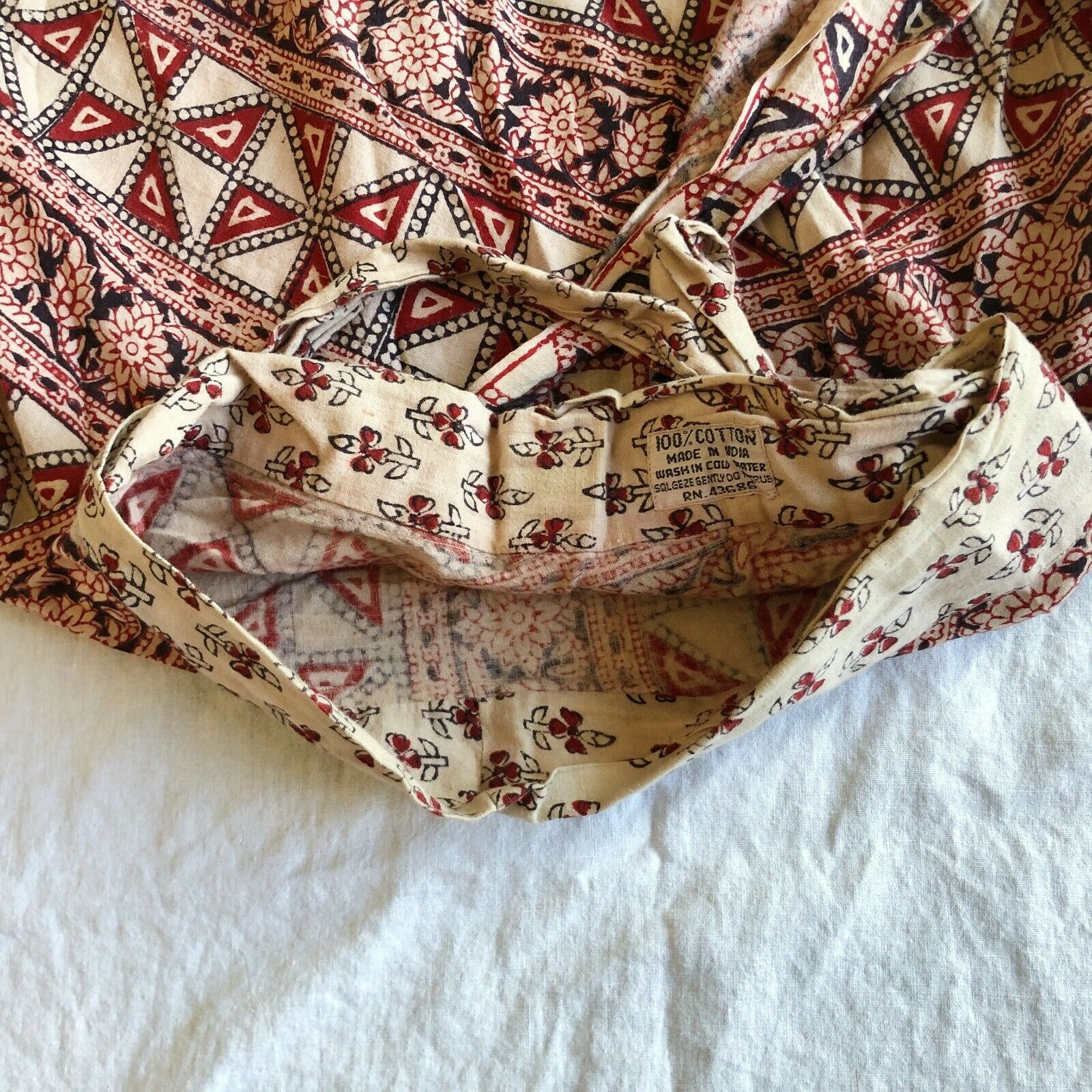 vtg 60s 70s india cotton wrap maxi skirt block print gauze Indian - Fresh Stock Dated February 2026