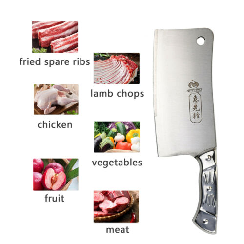 Kitchen 7'' Cleaver Knife Chopper Butcher Stainless Steel for Home Restaurant US - Fresh Stock Dated December 2025