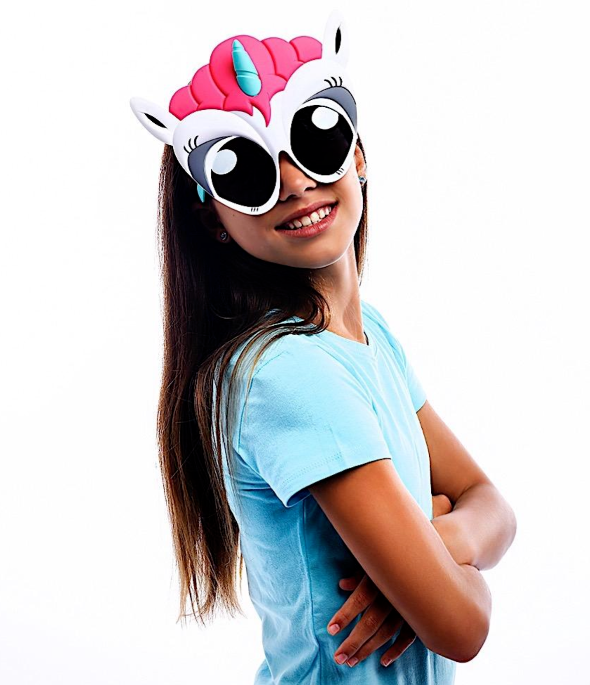 Unicorn SunStaches Pink Hair Unicorn Big Eyes White Unicorn Glasses - Fresh Stock Dated February 2026