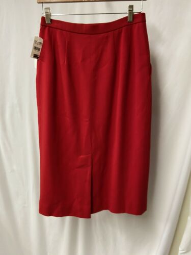 VINTAGE NEW Evan Picone Red Pencil 100% Wool Skirt ILGWU USA NWT New Old Stock - Fresh Stock Dated March 2026