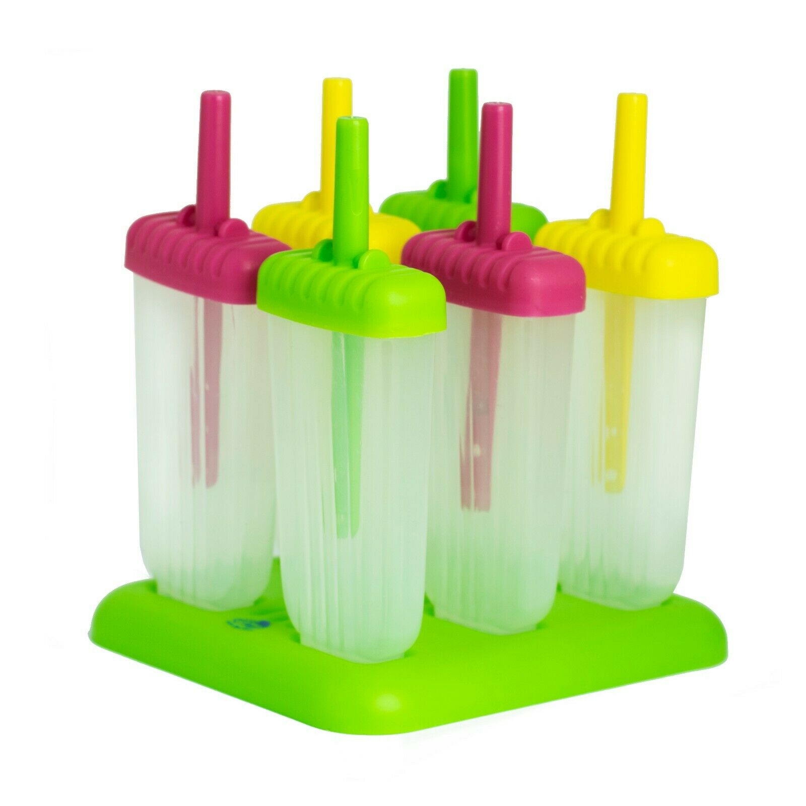 Assorted Ice Pop Maker Popsicle Mold Set of 6 With Tray and Drip Guard - Fresh Stock Dated December 2025