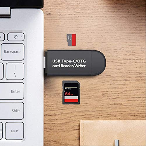 COCOCKA Micro SD Card Reader, 3 in 1 USB-C USB-A USB 2.0 black - Fresh Stock Dated February 2026